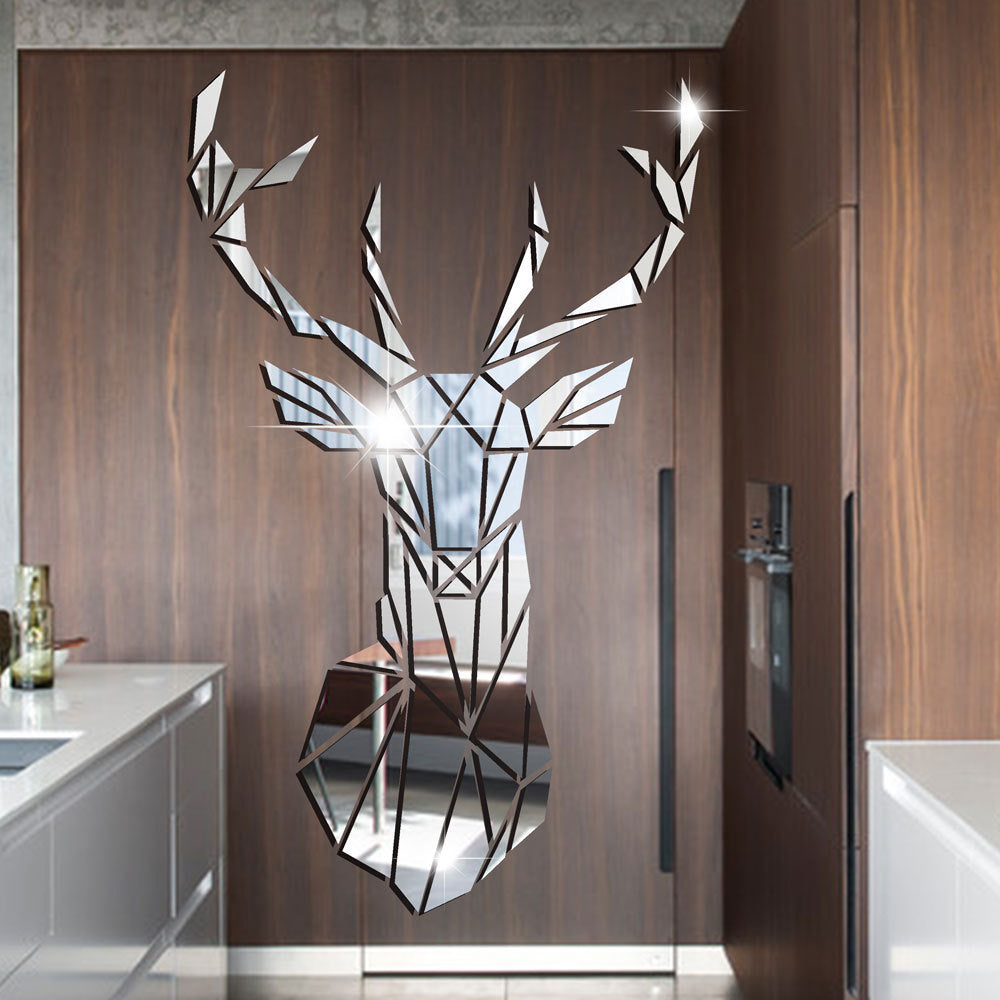 3D Deer Head Mirror for Wall