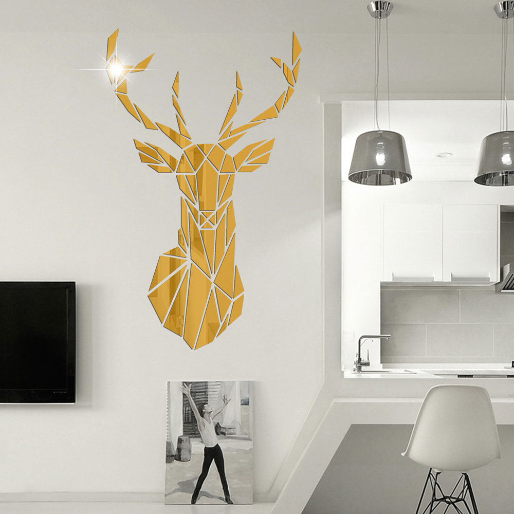 3D Deer Head Mirror for Wall